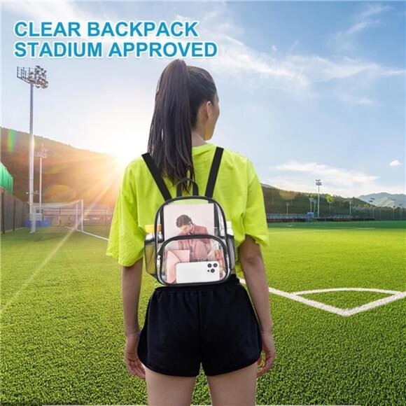 Clear Backpack for Stadium Events Clear Backpack 12x12x6 with Front Pocket for - Picture 4 of 7